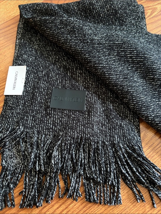 Calvin Klein Other - Calvin Klein Black & White Marled Fringe Scarf
